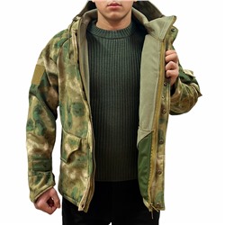 Мужская куртка (флисовая подкладка), защитный камуфляж, - влаго и ветронепроницаемая, оснащена удобными карманами №156*