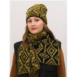 Комплект зимний женский шапка+шарф Азалия (Цвет зеленый), размер 56-58, шерсть 50%, мохер 30%