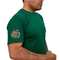 Зелёная футболка с термотрансфером "Zа Донбасс" на рукаве, (тр. №79)