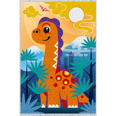 Набор для творчества. Песочная фреска "Динозаврик" (рамка, 7 цветов, 205х290 мм)