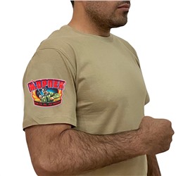 Песочная футболка с термотрансфером "Морпех" на рукаве