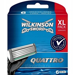 Кассета для станка для бритья Schick Quattro TITANIUM (Wilkinson Sword), 6 шт. (Синие)