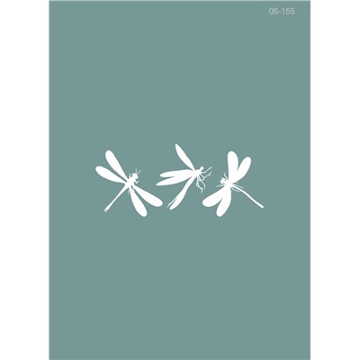 06-155 Термотрансфер Три белых стрекозы, 6х13см