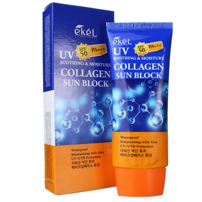 Ekel Крем для лица солнцезащитный с коллагеном SPF50+/PA+++ - UV soothing & moisture collagen sun block, 70мл