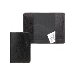 Обложка для паспорта Premier-О-84 (тисн Паспорт)  натуральная кожа черный флоттер джинс (21-10)  105671