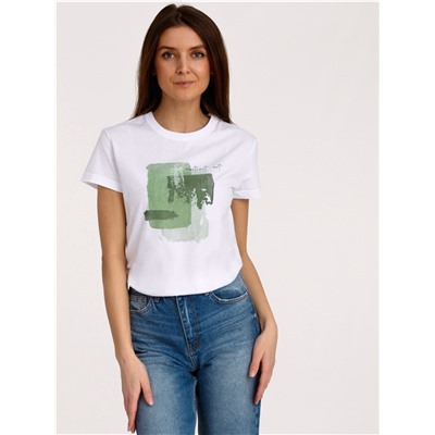 футболка 1ЖДФК3350001; белый / Зеленые краски