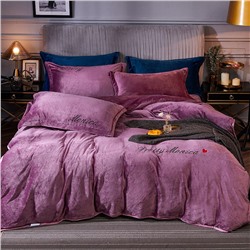 Велюровый постельный комплект PRETTY MONICA евро - фиолетовый р-р 200х230 и 48х74 2 шт
