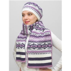 Комплект зимний женский берет+шарф Мариз (Цвет белый), размер 52-54, шерсть 50%, мохер 30%