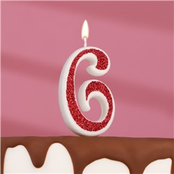 Свеча в торт на шпажке "Рубиновая коллекция", цифра 6, 5,2 см, рубиновая