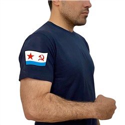Тёмно-синяя футболка с флагом ВМФ СССР на рукаве