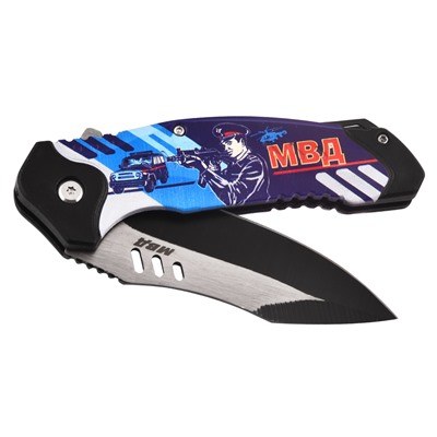 Стальной складной нож "МВД", с декорированной рукоятью №174
