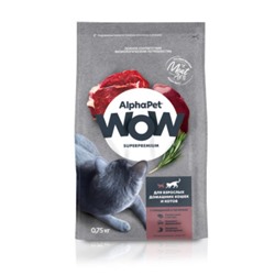 Сухой корм AlphaPet WOW Superpremium для домашних кошек, говядина/печень, 750 г