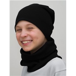 Комплект для мальчика шапка+снуд (Цвет черный), размер 54-56,  хлопок 95%
