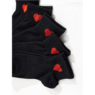 5 пар носки с принтом сердечка