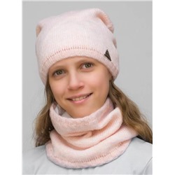 Комплект весна-осень для девочки шапка+снуд Сафина (Цвет светло-розовый), размер 52-54, шерсть 30%