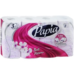 Туалетная бумага Papia (Папия) Балийский цветок, 3-х слойная, 8 рулонов