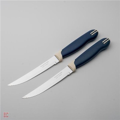 Нож кухонный рифленный Tramontina multicolor 11 см. 2 штуки