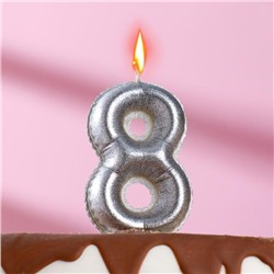 Свеча в торт "Шары", цифра 8, серебро, 5,5 см