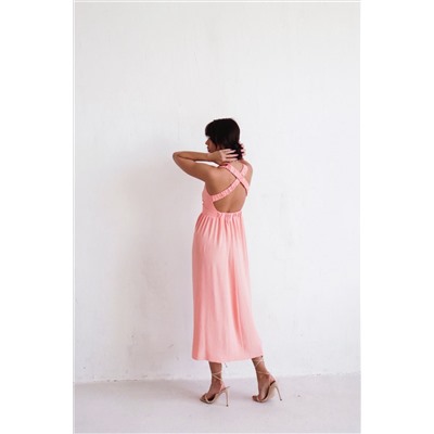9679 Платье с перекрещенными бретелями нежно-розовое