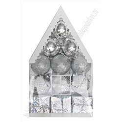 Набор новогодних шаров "Ассорти" 5 см (12 шт) SF-7334, серебро