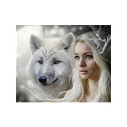 Девушка и белый волк