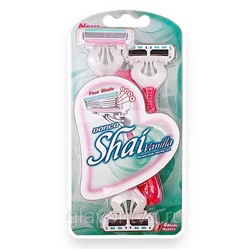 Cтанок для бритья с несъемной головкой для женщин с 4 лезвиями DORCO SHAI Vanilla-4, 3 шт.