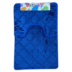 Набор велюровых ковриков в ванную комнату УЗОРЫ - синий р-р 80х50 и 40х50