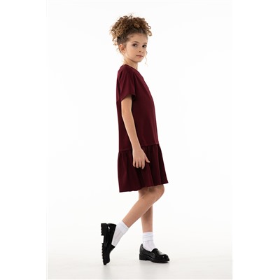 Бордовое школьное платье, модель 0170