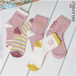 Детские хлопковые носки "розовый дино" MilanKo D-222 упаковка
