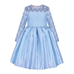 Голубое нарядное платье для девочки с гипюром 84172-ДН19