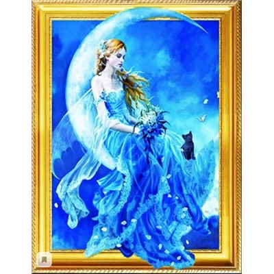 _Алмазная мозаика /40х50см./, " Девушка на луне " арт.GА74633, 22-882