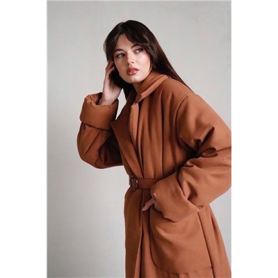 8083 Пальто-одеяло Premium Аlpolux коричневое (остаток: 46-48)
