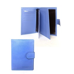 Обложка для авто+паспорт-Croco-ВП-1032  (с хляст, 5 внут карм, двойн стенка)  натуральная кожа голубой флотер (18)  261092