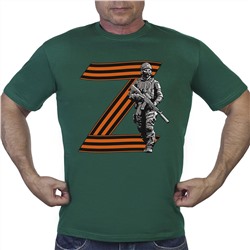 Зеленая футболка "За участие в операции Z" - купить футболку со знаком «Z» №1007