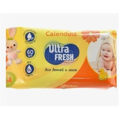 Ultra Fresh Baby Влажные салфетки (60шт) д/детей и мам c Календулой / 14410131