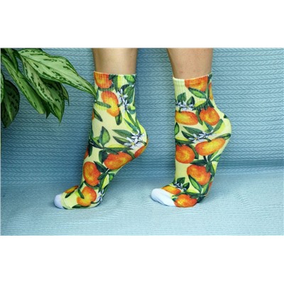 Хлопковый носок Сочный апельсин в цвету арт. 008