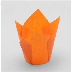 Форма бумажная для капкейков (маффинов, кексов) «Тюльпан»  оранжевая, 50 х 80, 10 штук (DoECO)