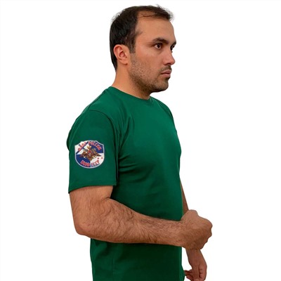 Трендовая зеленая футболка с термотрансфером ВМФ СССР