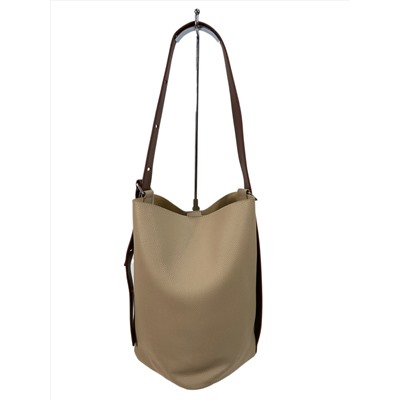 Женская сумка ведро из натуральной кожи, цвет песочный