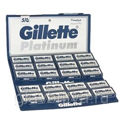 Лезвия для бритья классические двусторонние Gillette Platinum (Импорт), 5 шт. (20Х5шт.на карте= 100 лезвий)