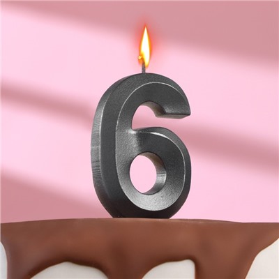 Свеча в торт "Грань" ,цифра 6 ,мокрый асфальт, 6,5 см