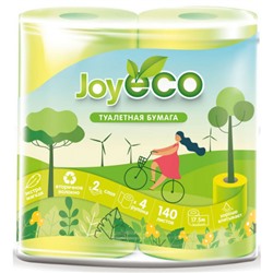 Туалетная бумага 2-слойная JOY Eco (Джой Эко) желтая, 4 рулона