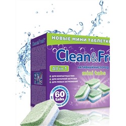 Таблетки для ПММ "Clean&Fresh" Allin1 mini tabs (mega) 60 штук