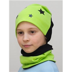 Комплект для мальчика шапка+снуд Double Stars (Цвет салатовый), размер 52-54; 54-56,  хлопок 95%