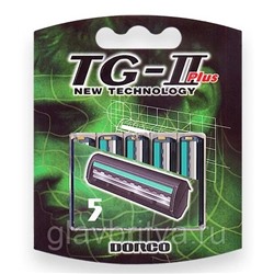Кассета DORCO TG-II PLUS для станка для бритья типа Жиллетт СЛАЛОМ с 2 лезвиями и увлажняющей полосой, 5 шт.