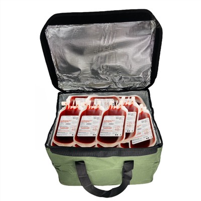 Сумка-холодильник для донорской крови на 32 литра (олива), - Внутренний отражающий слой с антибактериальным покрытием полностью герметичен, что обеспечивает продолжительное сохранение температуры пакетов с донорской кровью, другими препаратами или продуктами №87