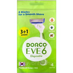 Cтанок для бритья с несъемной головкой для женщин с 6 лезвиями DORCO SHAI EVE-6 (Vanilla-6), 4 шт.