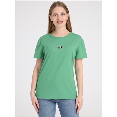 футболка 1ЖДФК4249001; ярко-зеленый257 / Черно-белое сердце вышивка