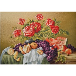 Натюрморт с розами-гобеленовый купон