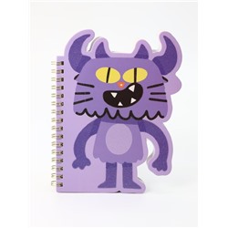 Блокнот на спирали (B6) "Cat monster", purple (13*18)